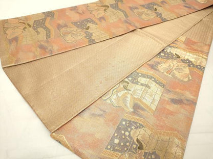 平和屋着物◎佐賀錦 六通柄袋帯 人物文 金糸 正絹 逸品 DAAZ8429cd