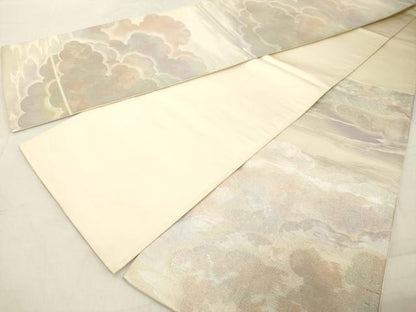 平和屋着物◎六通柄袋帯 雲重ね文 美ゆき 金銀糸 正絹 逸品 DAAZ8432cd