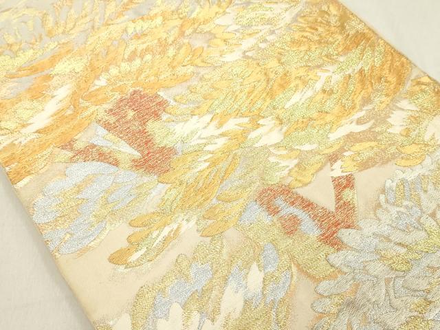 平和屋着物◎六通柄　本袋帯　草花文　金銀糸　正絹　逸品　DAAZ8437cd