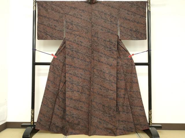 平和屋着物■上質な小紋　更紗花文　正絹　紬地　逸品　DAAZ8446cd