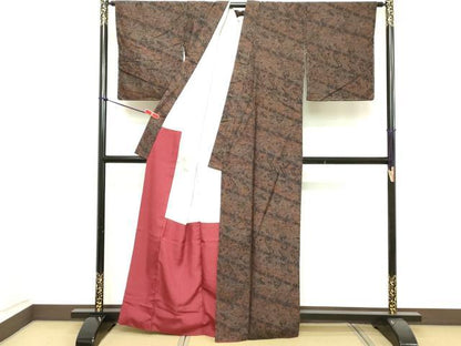 平和屋着物■上質な小紋　更紗花文　正絹　紬地　逸品　DAAZ8446cd