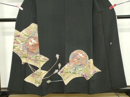 平和屋着物■豪華黒留袖　作家物　飛鶴文　鼓　暈し染め　金彩　正絹　逸品　DAAZ8485cd