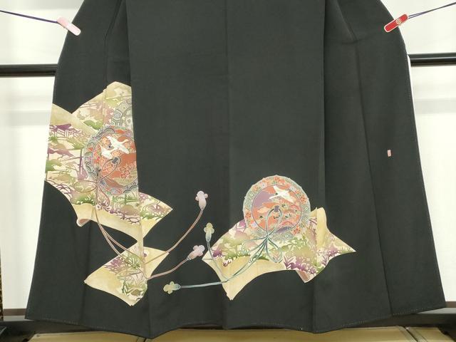 平和屋着物■豪華黒留袖　作家物　飛鶴文　鼓　暈し染め　金彩　正絹　逸品　DAAZ8485cd