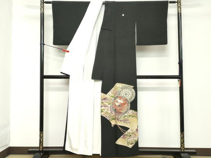 平和屋着物■豪華黒留袖　作家物　飛鶴文　鼓　暈し染め　金彩　正絹　逸品　DAAZ8485cd
