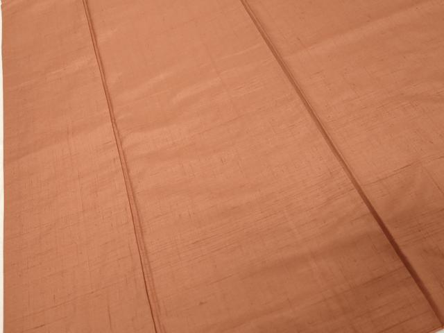 平和屋着物■上質な紬　格子　黄丹色　正絹　逸品　DAAZ8505cd
