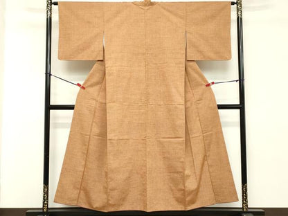 平和屋着物■上質な紬　格子　正絹　逸品　DAAZ8506cd