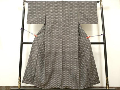 平和屋着物■上質な紬　幾何学間道　正絹　逸品　DAAZ8539qa