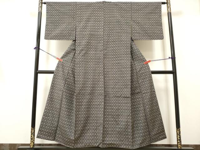平和屋着物■上質な紬　幾何学間道　正絹　逸品　DAAZ8539qa