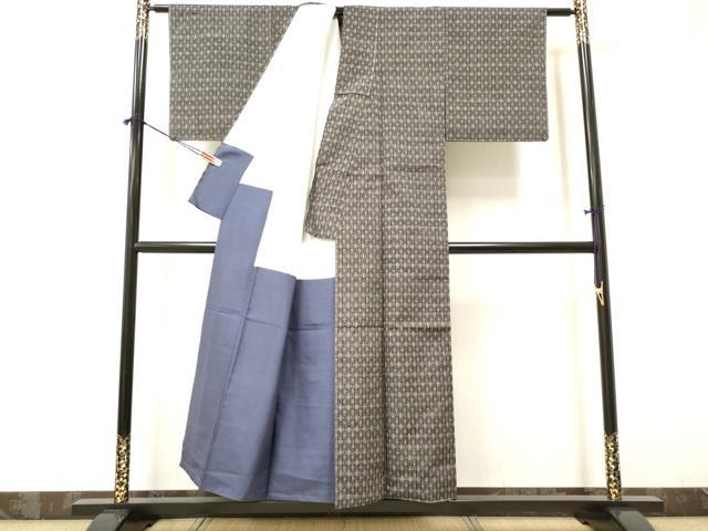 平和屋着物■上質な紬　幾何学間道　正絹　逸品　DAAZ8539qa