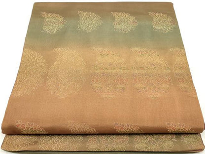 平和屋着物◎両面　六通柄袋帯　草花文　金糸　正絹　逸品　DAAZ8570qa