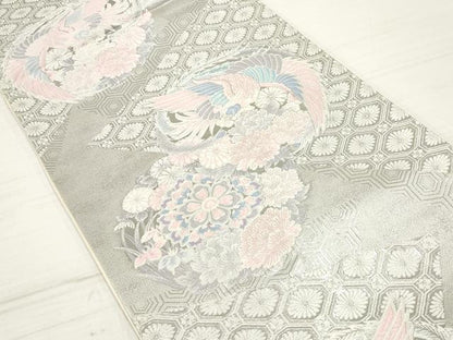 平和屋着物◎六通柄袋帯　唐織　九百錦　鳳凰花丸文　プラチナ箔　正絹　逸品　DAAZ8579qa