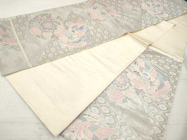 平和屋着物◎六通柄袋帯　唐織　九百錦　鳳凰花丸文　プラチナ箔　正絹　逸品　DAAZ8579qa