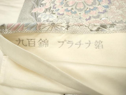 平和屋着物◎六通柄袋帯　唐織　九百錦　鳳凰花丸文　プラチナ箔　正絹　逸品　DAAZ8579qa