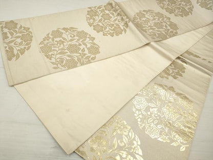 平和屋着物◎六通柄袋帯　更紗花文　金糸　正絹　逸品　DAAZ8580qa