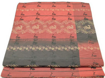 平和屋着物◎全通柄　京袋帯　有栖川横段花文　黒地　金糸　正絹　逸品　DAAZ8603qa