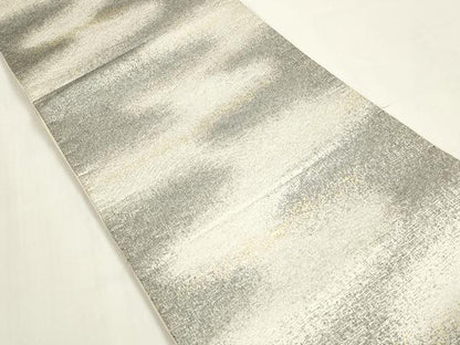 平和屋着物◎六通柄袋帯　霞文　銀糸　正絹　逸品　DAAZ8605qa