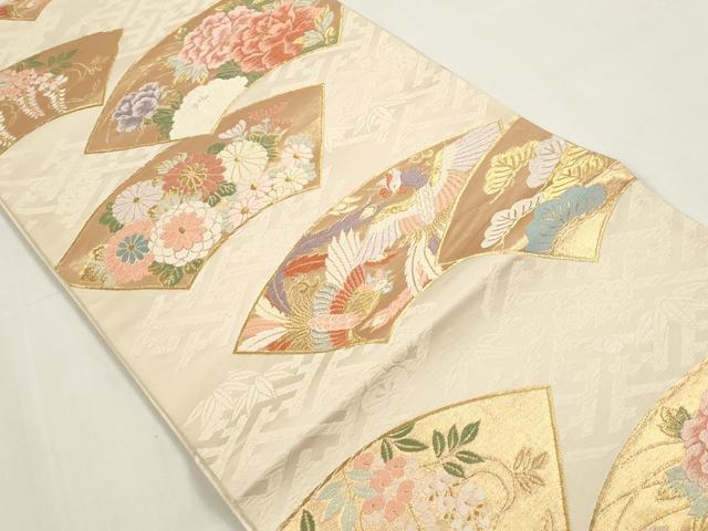 平和屋着物◎六通柄袋帯 唐織 地紙鳳凰枝松花文 金糸