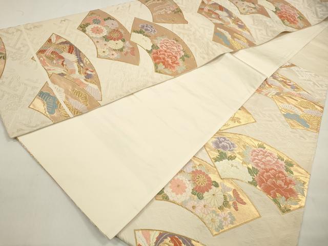 平和屋着物◎六通柄袋帯 唐織 地紙鳳凰枝松花文 金糸