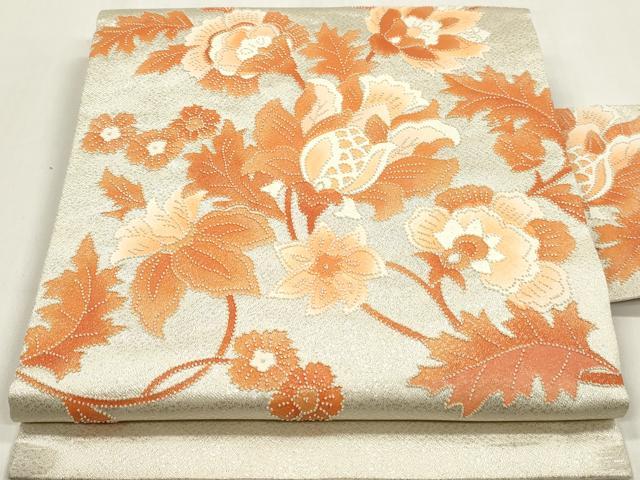 平和屋着物◎中国三大刺繍 相良刺繍 九寸名古屋帯 更紗花