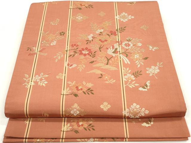 平和屋着物◎六通柄袋帯　花鳥間道　金糸　正絹　逸品　DAAZ8644qa