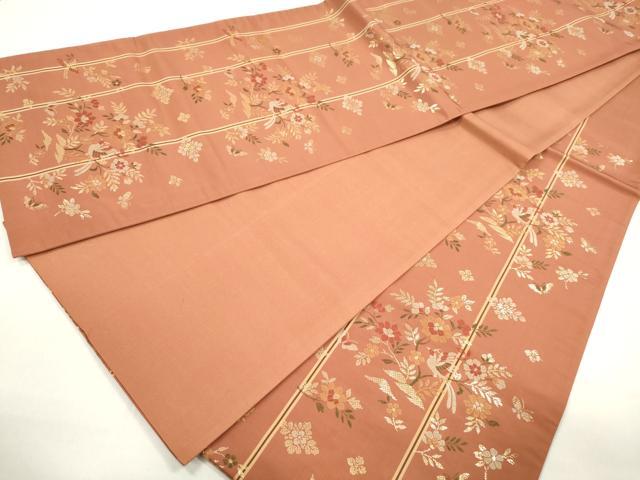 平和屋着物◎六通柄袋帯　花鳥間道　金糸　正絹　逸品　DAAZ8644qa