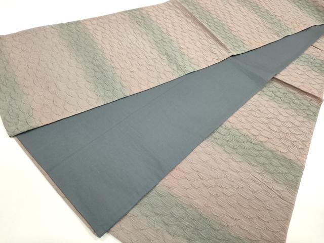 平和屋着物◎全通柄袋帯　ふくれ織　横段文　正絹　逸品　DAAZ8651qa
