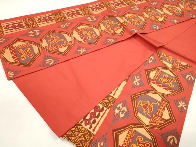 平和屋着物◎六通柄袋帯　幾何学文　正絹　逸品　DAAZ8670qa