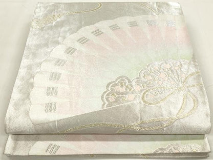 平和屋着物◎六通柄袋帯　檜扇文　金銀糸　正絹　逸品　DAAZ8674qa