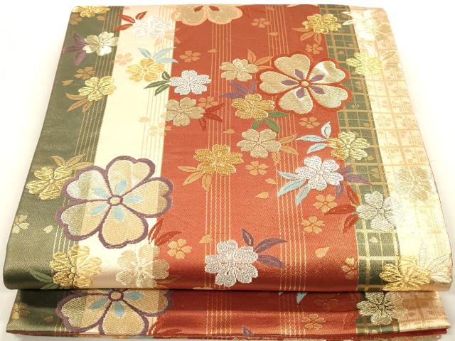 平和屋着物◎六通柄袋帯　舞花間道　金銀糸　正絹　逸品　DAAZ8683qa