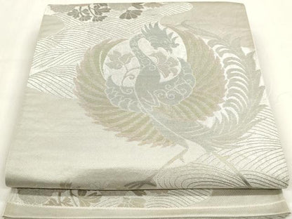平和屋着物◎六通柄袋帯　立波花蝶文　鳳凰　銀糸　正絹　逸品　DAAZ8688qa