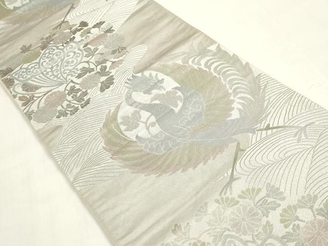 平和屋着物◎六通柄袋帯　立波花蝶文　鳳凰　銀糸　正絹　逸品　DAAZ8688qa
