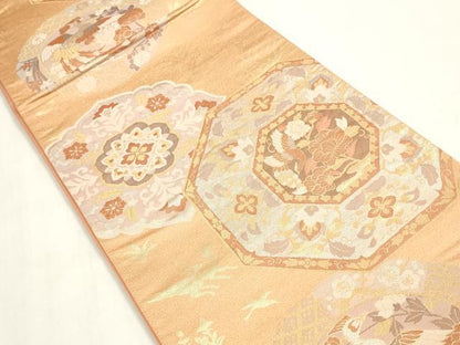 平和屋着物◎六通柄袋帯　九百錦　鳳凰花文　しよう美　金銀糸　正絹　逸品　DAAZ8702qa