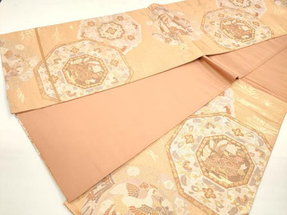 平和屋着物◎六通柄袋帯　九百錦　鳳凰花文　しよう美　金銀糸　正絹　逸品　DAAZ8702qa
