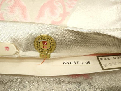 平和屋着物◎西陣 小寺織物謹製 六通柄袋帯 唐織 正倉院花文 銀糸 証紙付き 正絹 逸品 DAAZ8724qa