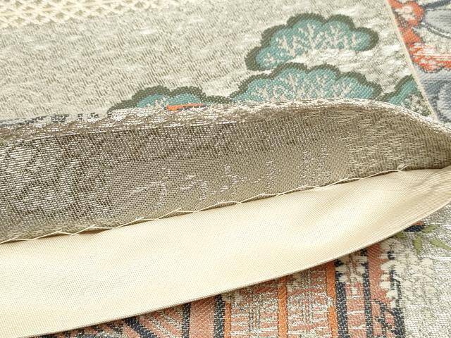 平和屋着物◎六通柄袋帯 御所車人物文 プラチナ箔 正絹 逸品 DAAZ8841qa