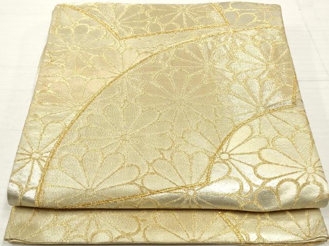 平和屋着物◎六通柄袋帯　地紙花文　菊　金糸　正絹　逸品　DAAZ8846qa