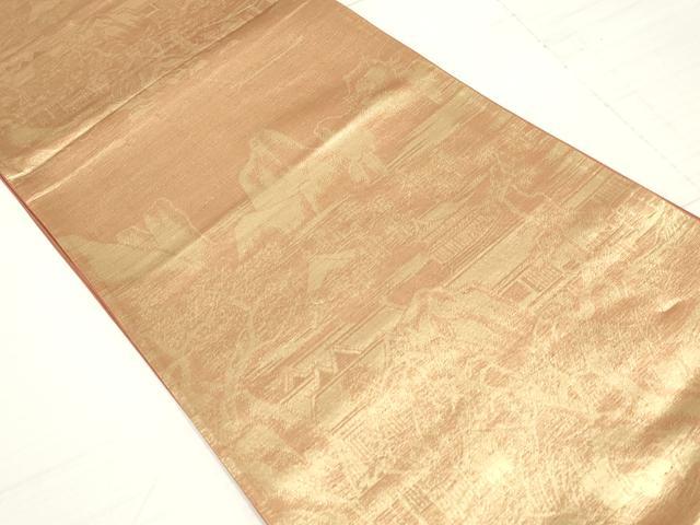 平和屋着物◎六通柄袋帯 風景文 金糸 正絹 逸品 DAAZ8849qa
