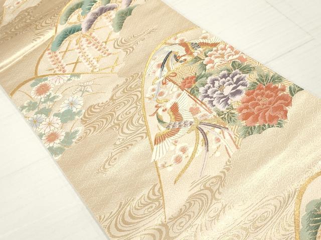 平和屋着物◎六通柄袋帯　鳳凰花文　金糸　正絹　逸品　DAAZ8864qa