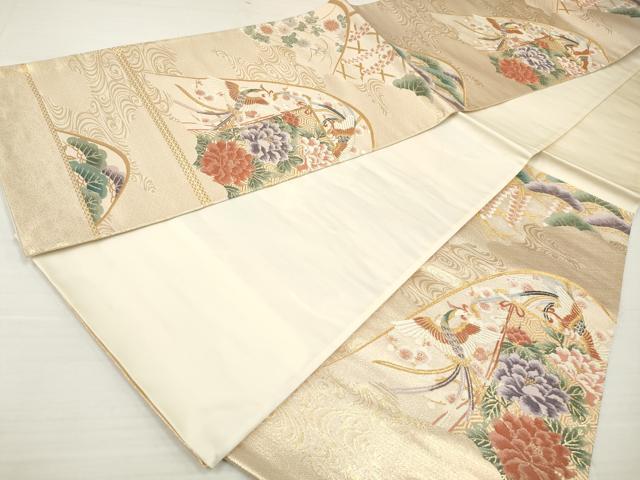 平和屋着物◎六通柄袋帯　鳳凰花文　金糸　正絹　逸品　DAAZ8864qa