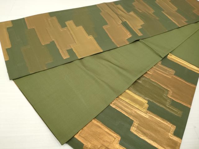 平和屋着物◎六通柄袋帯 幾何学文 金糸 正絹 逸品 DAAZ8889qa