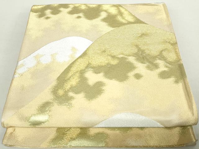 平和屋着物◎六通柄袋帯　重ね山文　金銀糸　正絹　逸品　DAAZ8902qa
