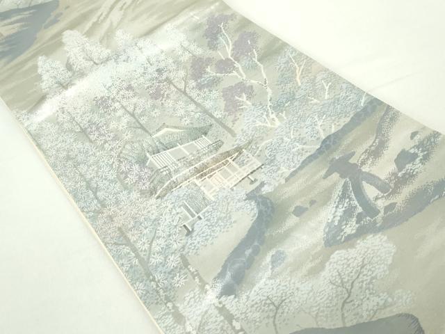 平和屋着物◎六通柄袋帯　錦袋嵯峨野　銀糸　正絹　逸品　DAAZ8905qa