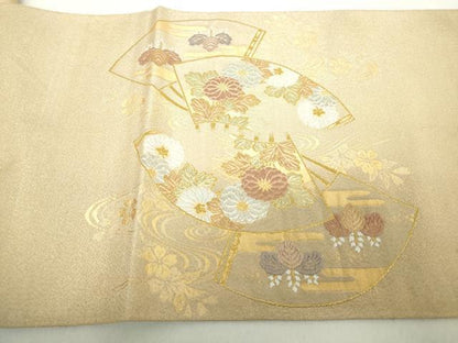 平和屋着物◎綴れ　太鼓柄袋帯　地紙枝松文　金糸　正絹　逸品　DAAZ8913qa