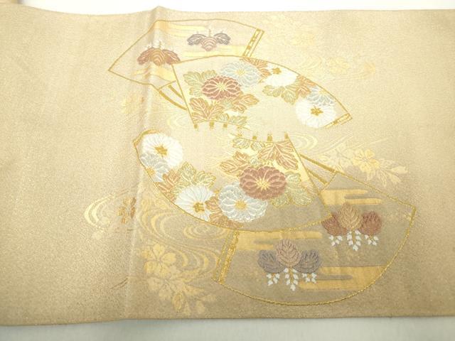 平和屋着物◎綴れ　太鼓柄袋帯　地紙枝松文　金糸　正絹　逸品　DAAZ8913qa