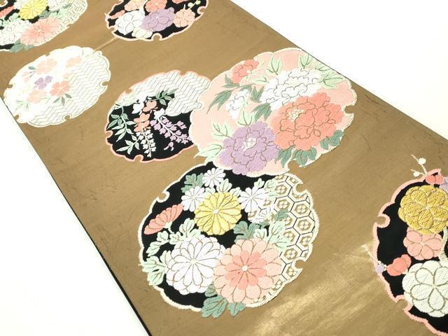 平和屋着物◎六通柄袋帯　唐織　桃山元禄　雪輪花文　金糸　正絹　逸品　DAAZ8918qa