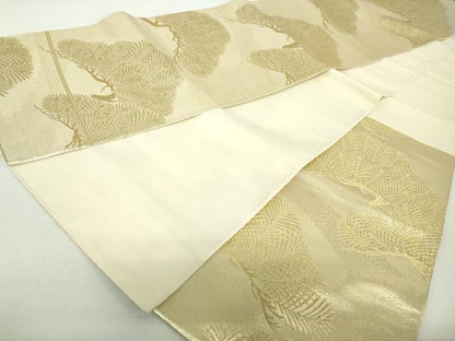 平和屋着物◎六通柄袋帯　枝松文　金糸　正絹　逸品　DAAZ8921qa