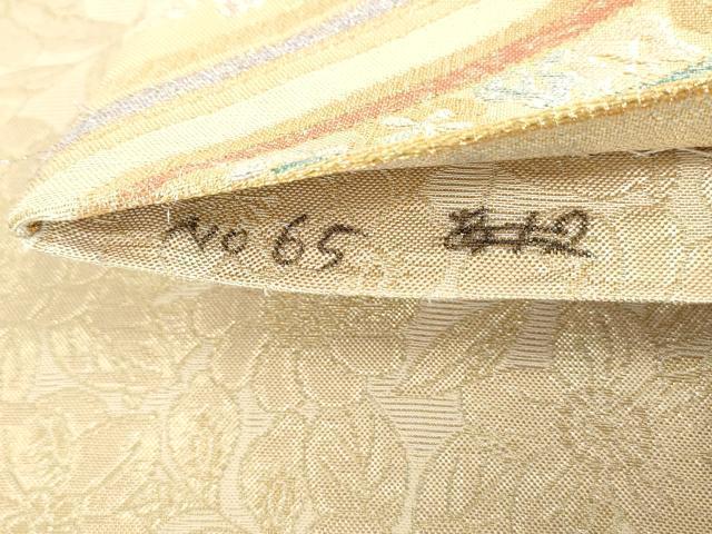 平和屋着物◎佐賀錦 両面 六通柄袋帯 流水花文 金銀糸