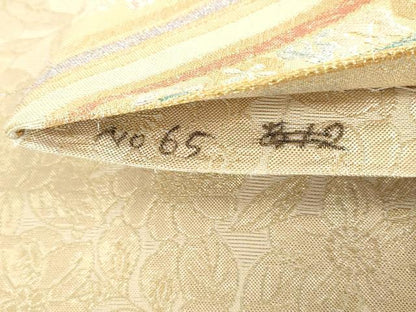 平和屋着物◎佐賀錦　両面　六通柄袋帯　流水花文　金銀糸　正絹　逸品　DAAZ8923qa
