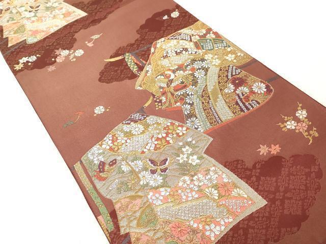 平和屋着物◎六通柄袋帯　唐織　几帳鳳凰花文　金糸　正絹　逸品　DAAZ8930qa