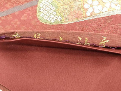 平和屋着物◎六通柄袋帯　唐織　几帳鳳凰花文　金糸　正絹　逸品　DAAZ8930qa